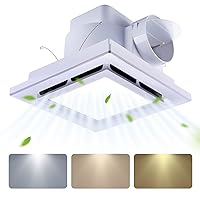 Bathroom Fan with Light Ceiling Mount Shower Ventilation Exhaust Fan with Color Change Light 3000K/4000K/6000KVent Fan and Light Combo for Home 1.0Sone 110 CFM 110V 4