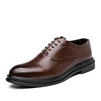 Men's PU Leather Oxfords Wingtips Pull Tap Lace Up Burnished Toe Shoe Slip Resistant Dress