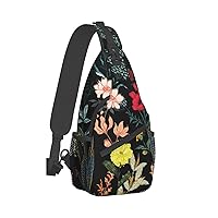 Colorful Boho Floral Print Crossbody Backpack Shoulder Bag Cross Chest Bag For Travel, Hiking Gym Tactical Use