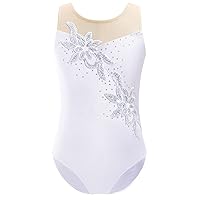 FEESHOW Gymnastics Leotards for Girls Sparkle Metallic Athletic Clothes Activewear One-piece Skating Jumpsuit