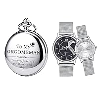 SIBOSUN Groomsman for Wedding or Proposal - Engraved to My Groomsmen Pocket Watch Couple Watch with Luxury Rose Gift Box His and Hers Watch Valentine's Romantic Men and Women Wrist Watches