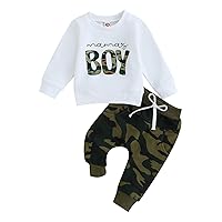 Toddler Boy Outfit Fall Checkerboard Patchwork Crew Neck Long Sleeve Sweatshirts Elastic Waist Pant Clothes Set 2Pcs