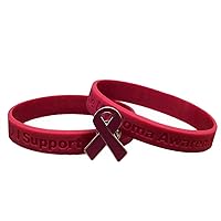 I Support Multiple Myeloma Awareness Bracelet 100% Medical Grade Silicone Bracelet - Latex and Toxin Free Bracelet + 1 Burgundy Multiple Myeloma Awareness Enamel Pin - Show Your Support For Multiple
