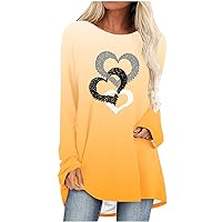 Loose Fit Shirts for Women Plus Size Long Blouses for Leggings, Casual Crewneck Tunic Tops Comfy Longline T-Shirt