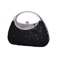 Womens Metal Frame Evening Bag Sequins Handle