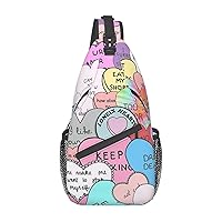 Colorful Heart Sling Backpack, Multipurpose Travel Hiking Daypack Rope Crossbody Shoulder Bag