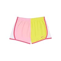 Nike Girl`s Dri FIT Running Tempo Shorts (Dynamic Yellow/Pink, 6X Little Kids)