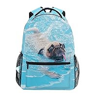 Happy Cute Pug Dog Backpacks Travel Laptop Daypack School Bags for Teens Men Women