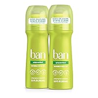 Ban Original Unscented 24-hour Invisible Antiperspirant, Roll-on Deodorant for Women and Men, Underarm Wetness Protection, with Odor-fighting Ingredients, 3.5 Fl Oz (Pack of 2)