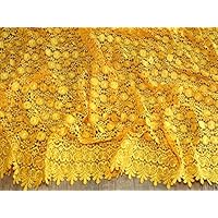Minerva Crafts Scalloped Edge Couture Bridal Heavy Guipure Lace Fabric Yellow - per metre