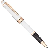 Cross Bailey Pearlescent White Lacquer Rolling Ball Pen with rose gold appointments