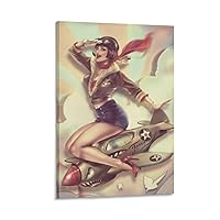 Posters Vintage Poster Girl Across The Second World War Posters Military Aircraft Wall Art Canvas Art Poster Picture Modern Office Family Bedroom Living Room Decorative Gift Wall Decor 16x24inch(40