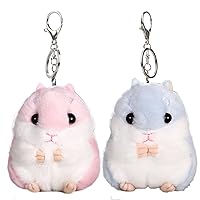 RAYNAG Set of 2 Cute Hamster Plush Keychains Stuffed Animals Keyring Charm Handbag Pendant
