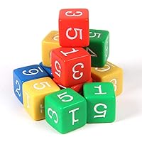 Plastic 3/4-inch Color Number Dice (Set of 12)