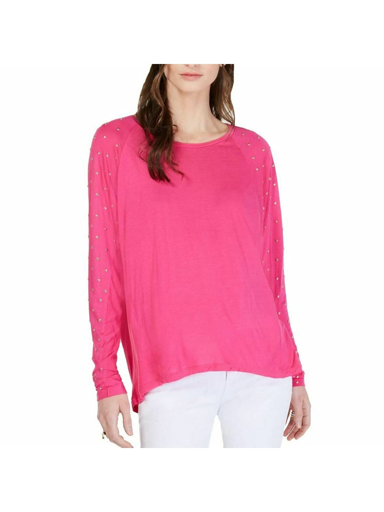 Michael Kors Womens Organic Cotton Sequined Logo TShirt  Macys