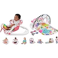 Fisher-Price Pink Infant to Toddler Kick & Play Piano Seat Bundle with Gym Playmat and Baby Rattles