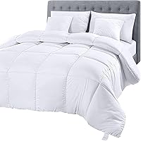 Comforter Duvet Insert - Quilted Comforter with Corner Tabs - Box Stitched Down Alternative Comforter (Twin, White)