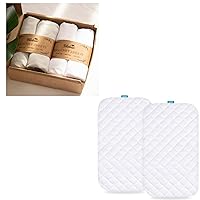 Bassinet Mattress Protector, Viscose Made from Bamboo & 4 Pack Bassinet Sheets Compatible with Baby Delight Beside Me Dreamer Bassinet, Ultra Soft, Breathable and Washable