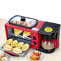 toaster Red 3 In 1 Toaster 9L Multifunctional Breakfast Machine Mini Home Oven Coffee Pot Stainless Steel Frying Pan