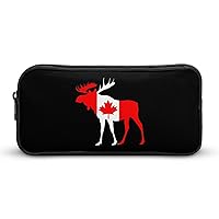 Canada Flag Moose High Capacity Pencil Pen Case Portable Pencil Bag Cute Storage Pouch