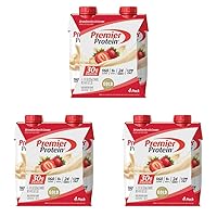Premier Protein 30g Shakes Strawberries Cream 11 Fluid Ounces, Strawberry Shake, 11 Fl Oz (Pack of 12)