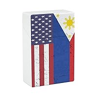 Retro Filipino American Flag Cigarette Case Clip Open Pocket Holder Box Cigarette Protective Cover Credit Card Wallet for Men and Women