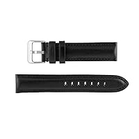 Hadley Roma MS2046 24mm Black Leather High Polished Glazed Watch Band