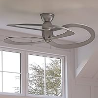 Urban Ambiance Luxury Modern Ceiling Fan, Large Size: 14.5''H x 48''W, with Mid-Century-Modern Style Elements, Hand-Painted Silver Finish, UHP9341 from the Port-Macquarie Collection
