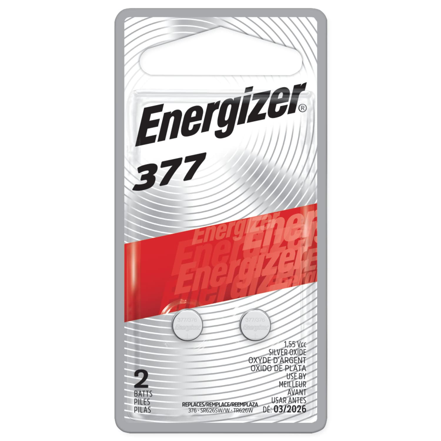 Energizer Silver Oxide Coin Batteries, Button Cell 1.5 Volt Battery Alkaline, 2 Count