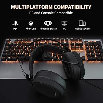 NUBWO Gaming headsets PS4 N7 Stereo Xbox one Headset Wired PC Gaming Headphones with Noise Canceling Mic, Over Ear Gaming Headphones for PC/MAC/PS4/PS5/Switch/Xbox one (Adapter Not Included)
