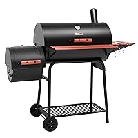 Royal Gourmet CC1830W 30 Barrel Charcoal Grill with Side Table, 627 Square Inches, Outdoor Backyard, Patio and Parties, Black