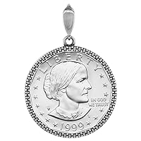 Sterling Silver Susan B. Anthony Bezel Sacagawea 26 mm Coins Prong Back Illusion Edge Coin NOT Included