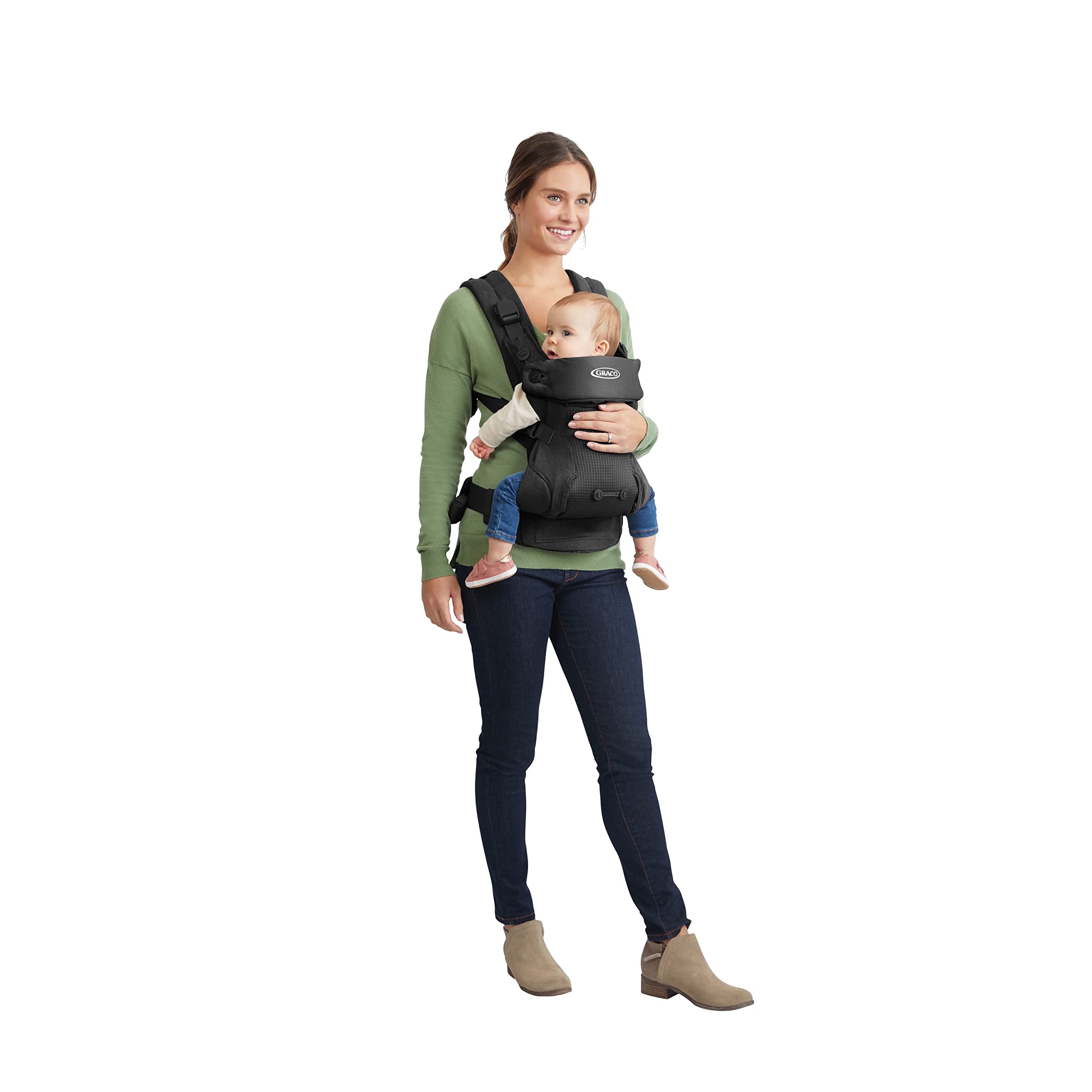 Graco Cradle Me 4 in 1 Baby Carrier | Includes Newborn Mode with No Insert Needed, Black Onyx