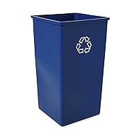 Rubbermaid Commercial Products 50-Gallon Untouchable Square Trash/Garbage Can for Offices/Stores/Restaurants, Blue Recycling (FG395973BLUE)