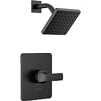 Delta Faucet Velum 14 Series Single-Function Black Shower Faucet Set, Valve Trim Kit, Shower Handle, Delta Shower Trim Kit, Shower Set, Matte Black T14237-BL (Valve Not Included)