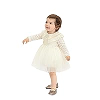 Lilax Baby Girl's Long Sleeve Lacy Dress, Princess Birthday Party Dress