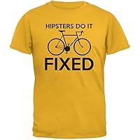 Old Glory Hipsters Do It Fixed Gold Adult T-Shirt - Large