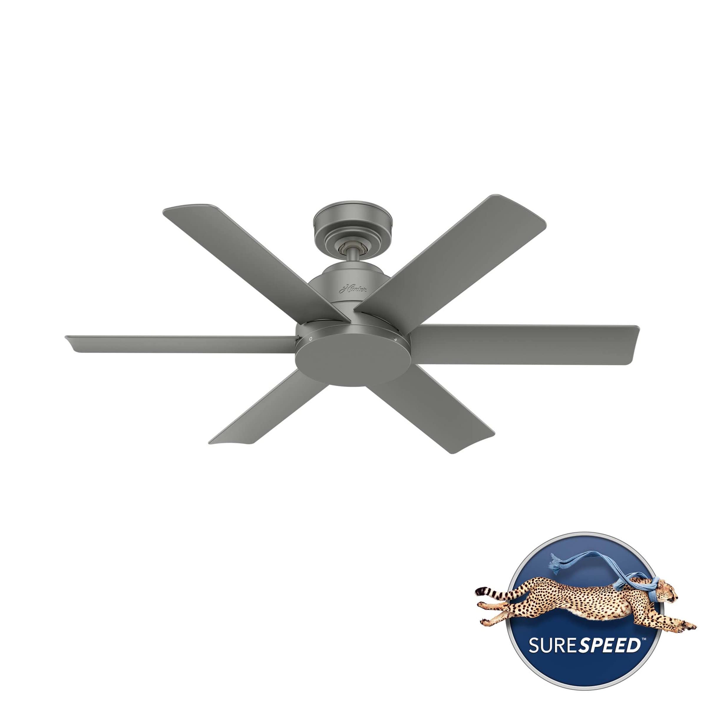 Hunter Fan Company, 51115, 44 inch Kennicott Matte Silver Indoor / Outdoor Ceiling Fan and Wall Control