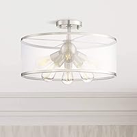 Possini Euro Design Taur Modern Ceiling Light Semi-Flush Mount Fixture LED Brushed Nickel 18