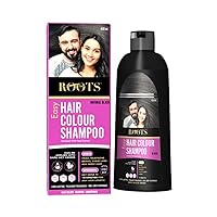 Roots 3 in 1 Easy Hair Color Shampoo Bottle (Dye, Conditioner & Shampoo) | Ammonia Free Instant Semi-Permanent Black Hair Dye Shampoo (400ml / 13.52 fl oz)