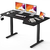 Electric Standing Desk, Height Adjustable Sit Stand up Desk, L-Shaped Memory Home Office Desk With Hook, 55 x 34 inch, Black