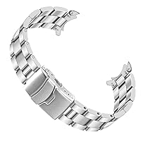 Stainless Steel Curved Solid End Tapered 20mm 22mm Watch Band Metal Watch Strap Bracelet Deployment Double FlipLock Buckle Silver Black