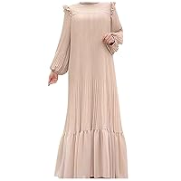 Women's Muslim Abaya Dress Ethnic Style Kaftan Abayas Abaya Dubai Prayer Dress Robe Open Front Maxi Length