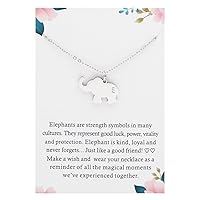 Elephant Gift Elephant Initial Necklace for Girl Women Dainty Lucky Elephant Pendant with Message Gift Card Friendship Gift