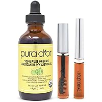 PURA D'OR Organic Jamaican Black Castor Oil, Natural Smoky Scent