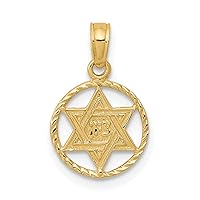 10K Star of David in Circle Frame Pendant