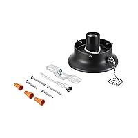Aspen Creative 22101-01-1, Flush Mount Ceiling Fixture Shade Holder Kit with On/Off Pull Chain Switch in Matte Black Finish 3-5/8