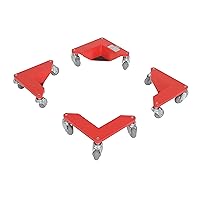 Vestil CMD-A-200-4PK Aluminum Corner Mover Dolly 4 Pack 200 Lb. Capacity Red