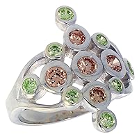Sterling Silver Diamond-Shaped Right Hand Ring 7/8 inch, Sizes 6-10