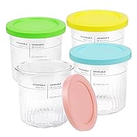 Ninja Creami Pints and Lids 4 Pack, Ninja Creami Deluxe NC501 NC500 Series Ice Cream Makers Containers, Reusable Creami Pint Containers with Leak Proof Lids, BPA-Free & Dishwasher Safe
